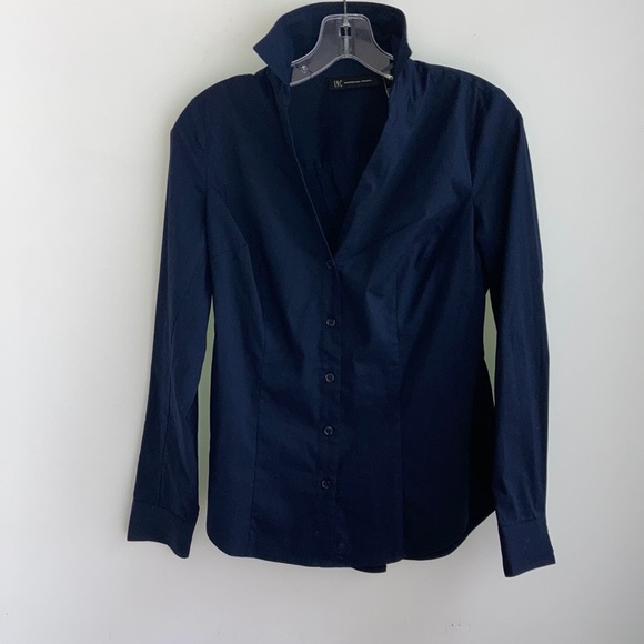 INC International Concepts Tops - INC Navy Sz 4  Tailored Fit Cotton Blend Blouse